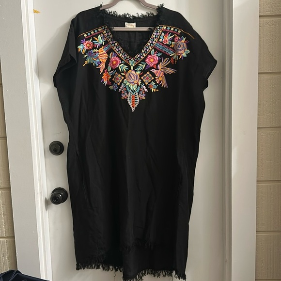 Layerz Clothing Dress Sz 3XL Black Lined Embroidered Boho black - Picture 1 of 7